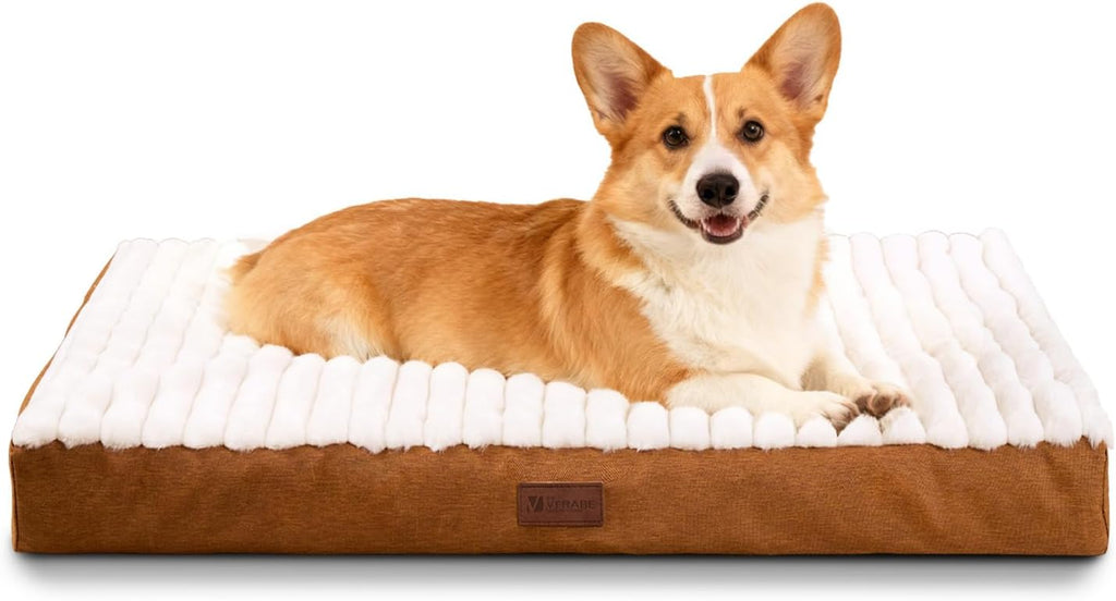 Orthopedic Dog Bed for Medium Dogs,Firm Egg Crate Foam,Nonslip Bottom,Brown