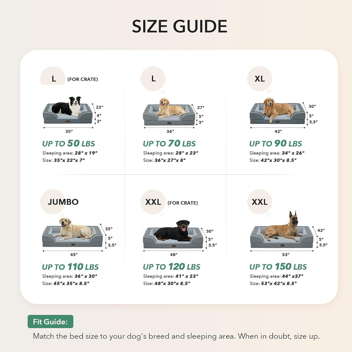 Orthopedic Washable Dog Bed for Extra Large Dogs, 48x30in, Grey