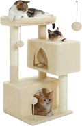 Small Cat Tree for Kittens, 32 in Cat Tower with 2 Cozy Condos
