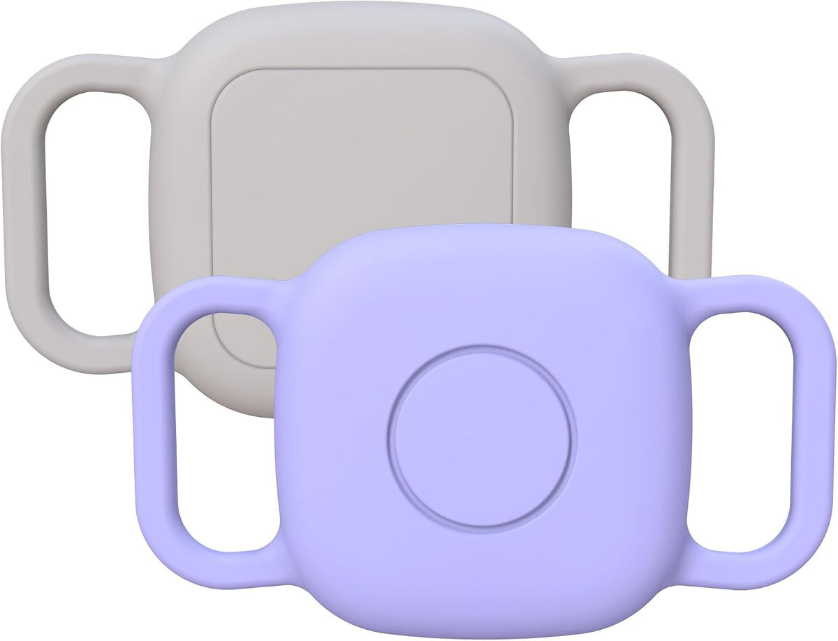 Waterproof Dog Collar Holder for Tile Mate 2024/2022 Tracker, 2 Pack Soft Silicone Case for cat pet Necklace, Anti-Scratch & Lightweight Protective Cover Accessories for Tile Tracker (Purple/Gray)
