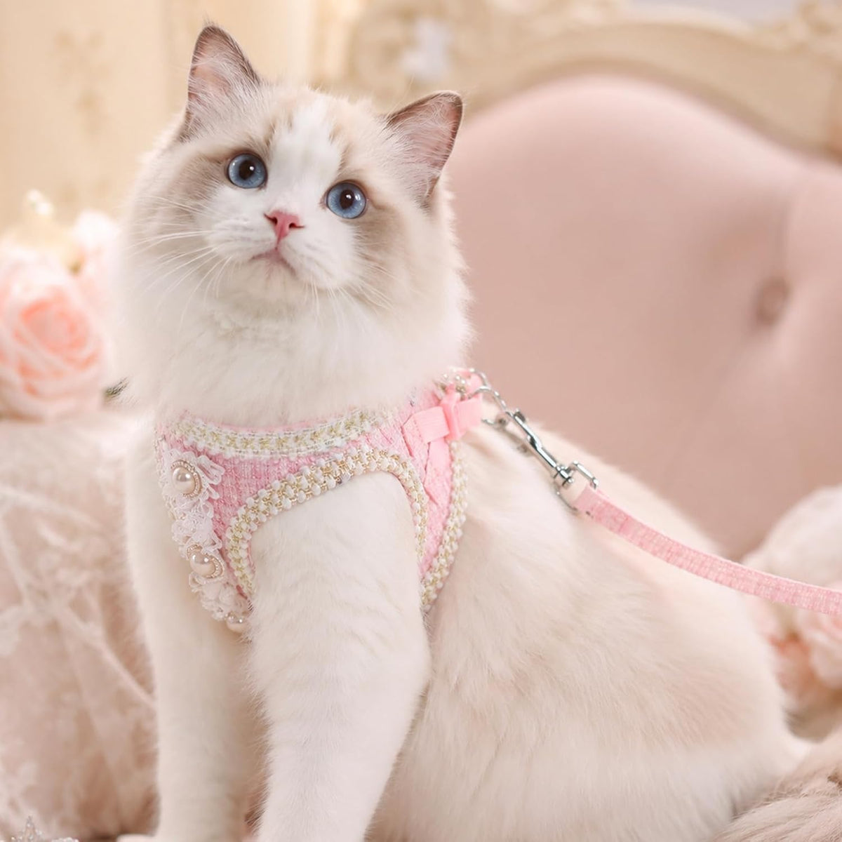 Cat Harness and Leash Set Escape Proof Kitty Harness for Cat Pink XS