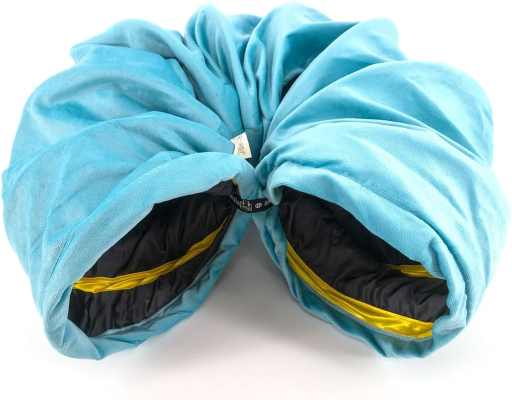 Velvet Fabric - Foldable/Collapsible - 140x25 cm (55.12x9.84 Inches) Cat Tunnel (Turquoise)