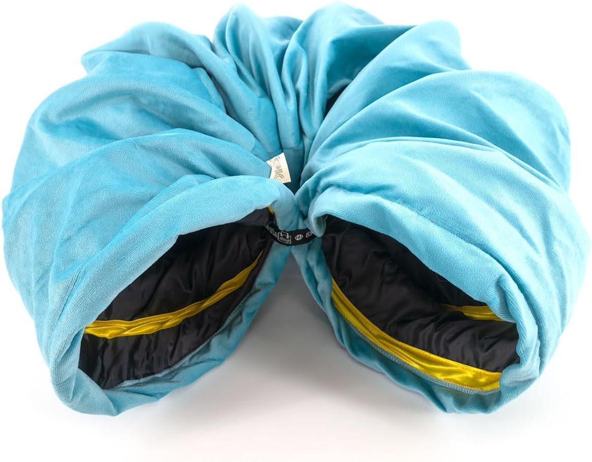 Velvet Fabric - Foldable/Collapsible - 140x25 cm (55.12x9.84 Inches) Cat Tunnel (Turquoise)