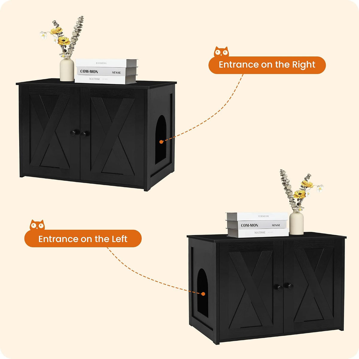 Dwanton Cat Litter Box Enclosure, Hidden Litter Box Furniture, 27.6 Inches