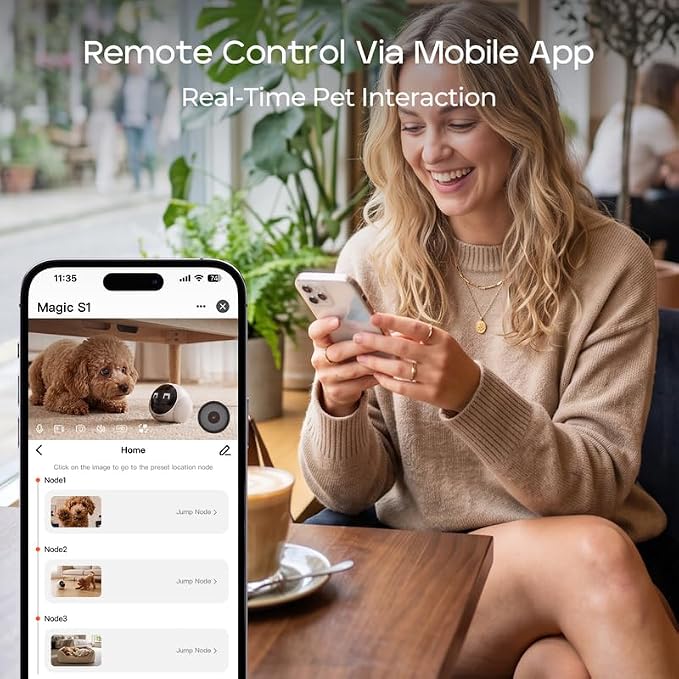 Mobile Pet Camera Robot, 1080P App-Controlled Home Camera for Dogs Cats