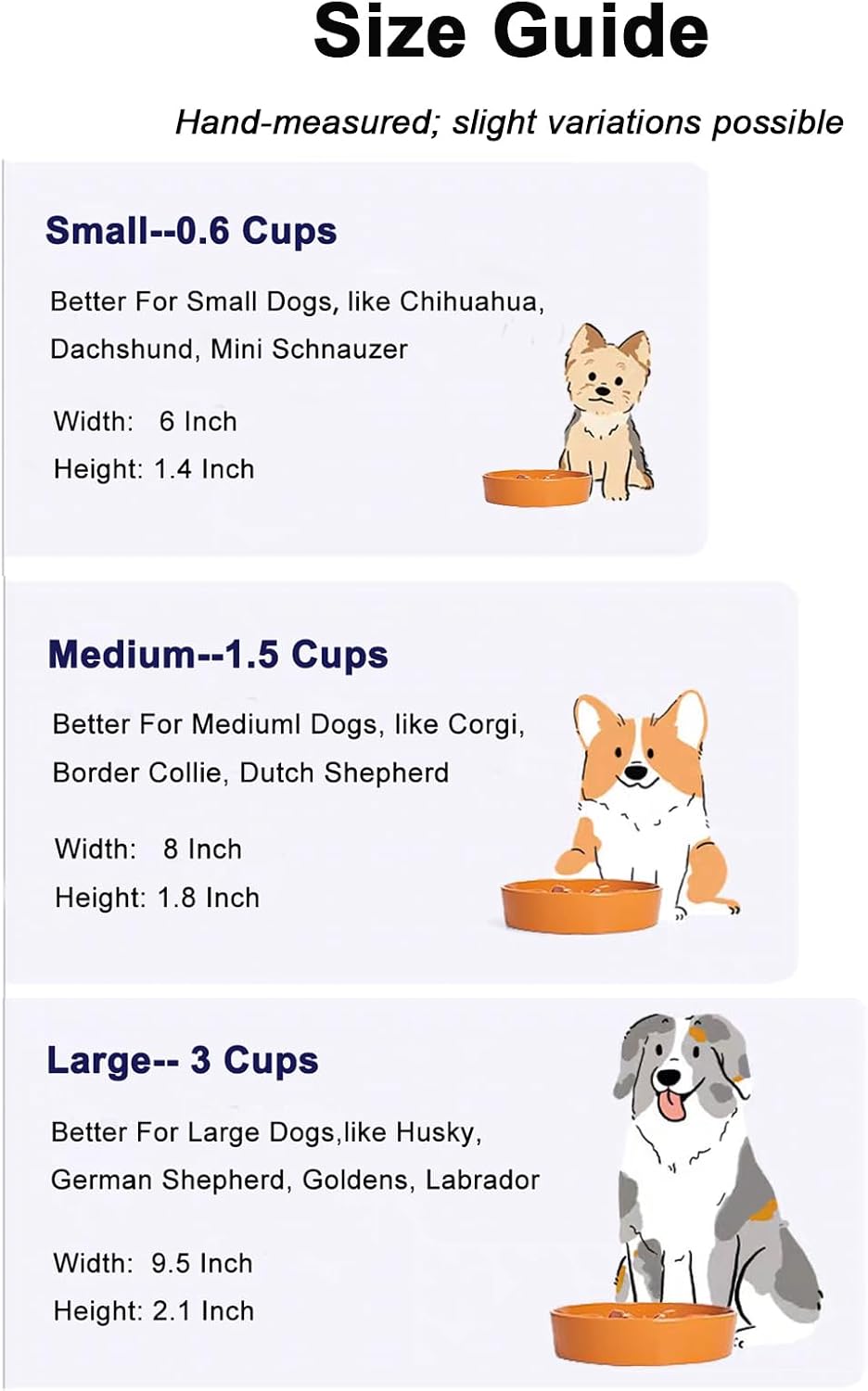 LE TAUCI Dog Bowls Slow Feeder Ceramic, 1.5 Cups Slow Feeding Dog Bowl Small Medium Breed, Puppy Bowl for Fast Eaters, Sun Orange 
