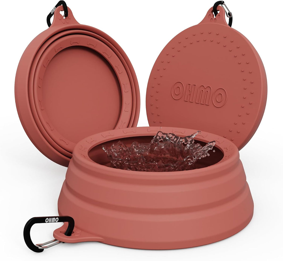 OHMO Spill Proof Collapsible Dog Bowl, 34oz Portable Dog Water Bowl | Low Center Gravity Stability, Tapered Splash Control, Foldable, Dishwasher Safe, Dog Travel Essential, Erythrinus