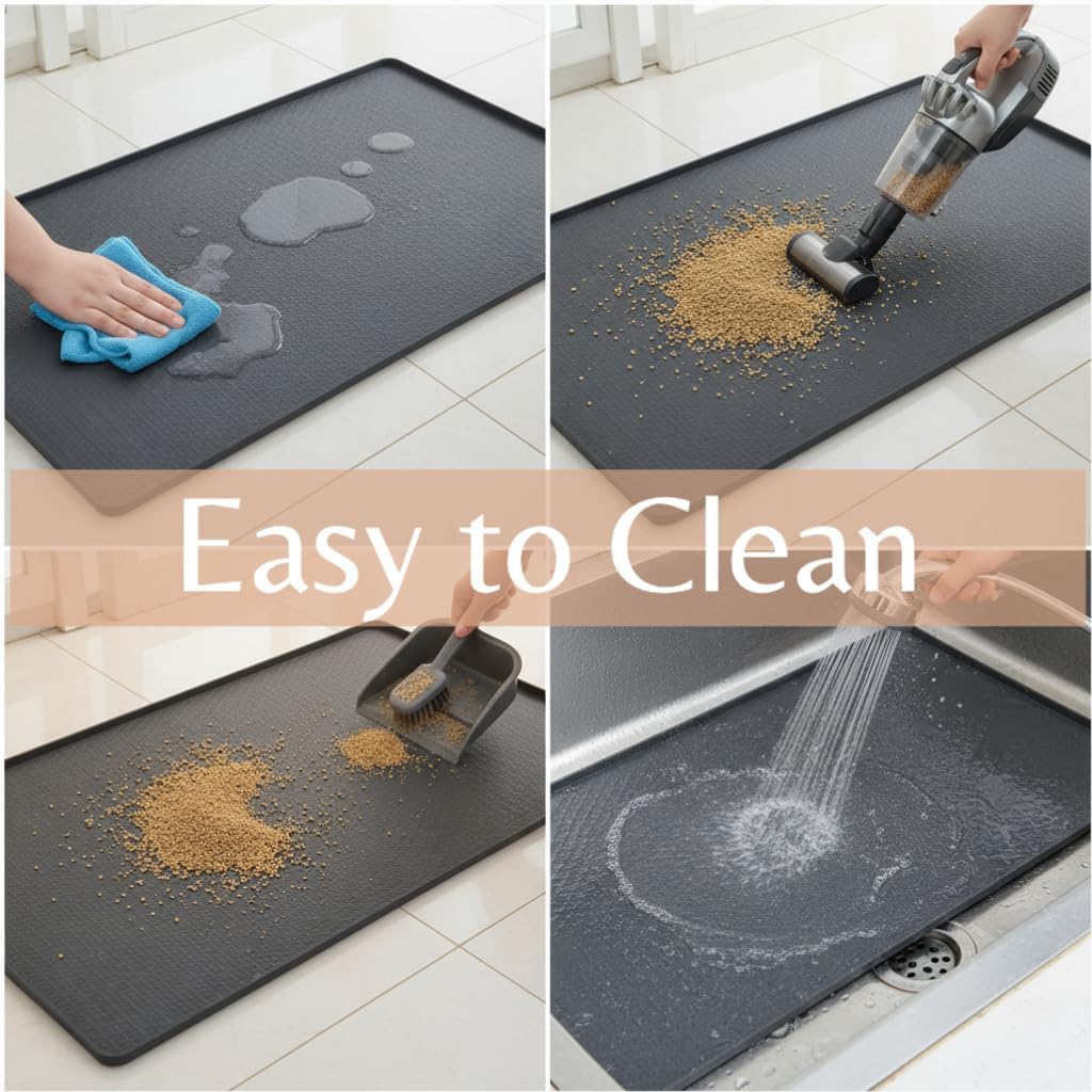Cat Litter Mat, Extra Large 51"x25.6" Silicone Litter Box Mat, High Edge | Kitty Litter Mat for Auto Litter Box Areas, Waterproof Non-Slip Litter Mat, Easy Clean, Raised Lip Contains Multi-Cat Mess