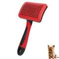 Self Cleaning Slicker Dog Brush for Small Long-Haired Breeds (Black, Red)