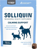 Nutramax Solliquin Calming Behavioral Health Supplement for Small to Medium Dogs and Cats - with L-Theanine, Magnolia/Phellodendron, and Whey Protein Concentrate, 75 Soft Chews