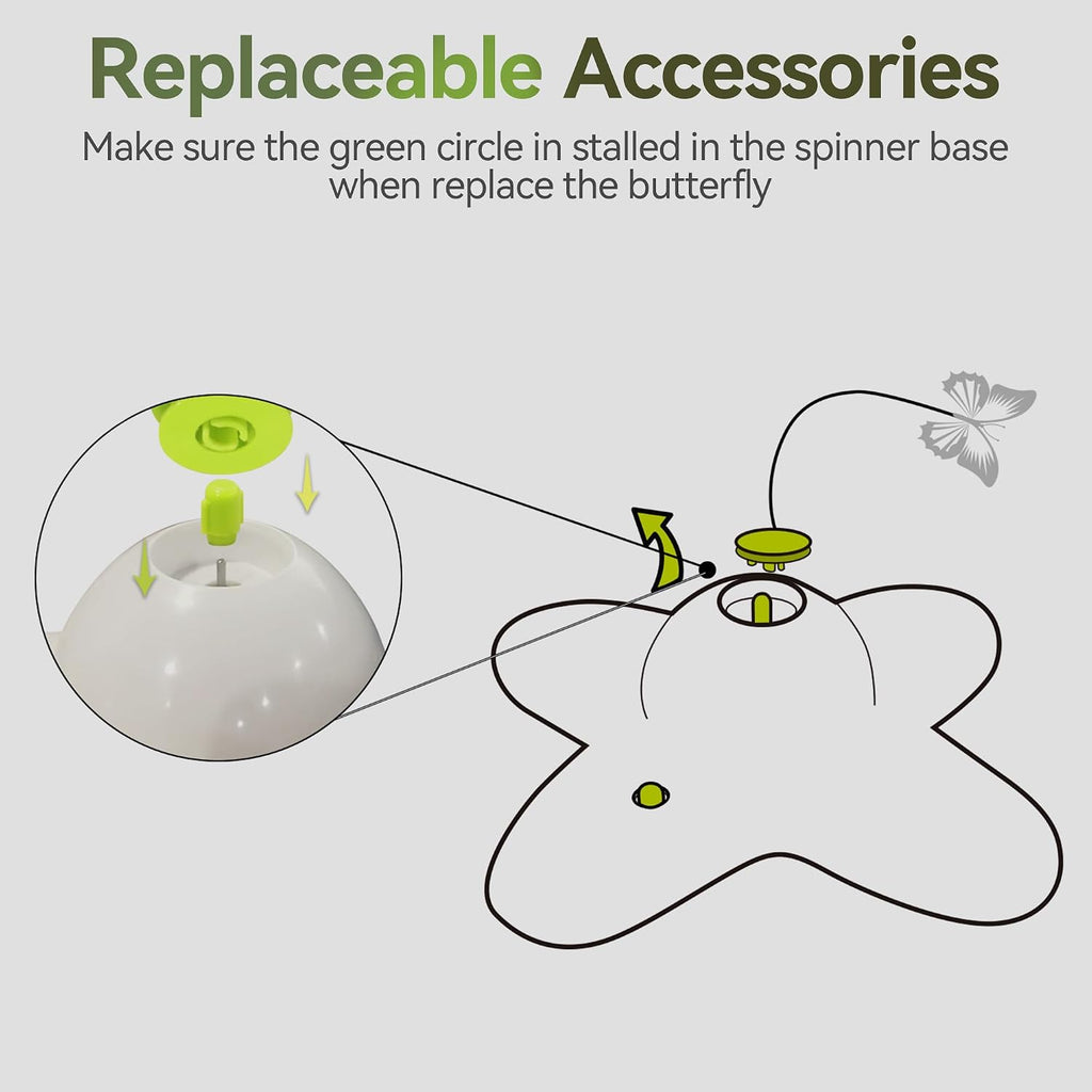 ALL FOR PAWS 6-Pack Butterfly Refills for Interactive Cat Toy, Replacement Butterflies for Automatic Cat Spinner Toy, Durable Self-Play Butterfly Flutter Accessories for Indoor Cats & Kittens