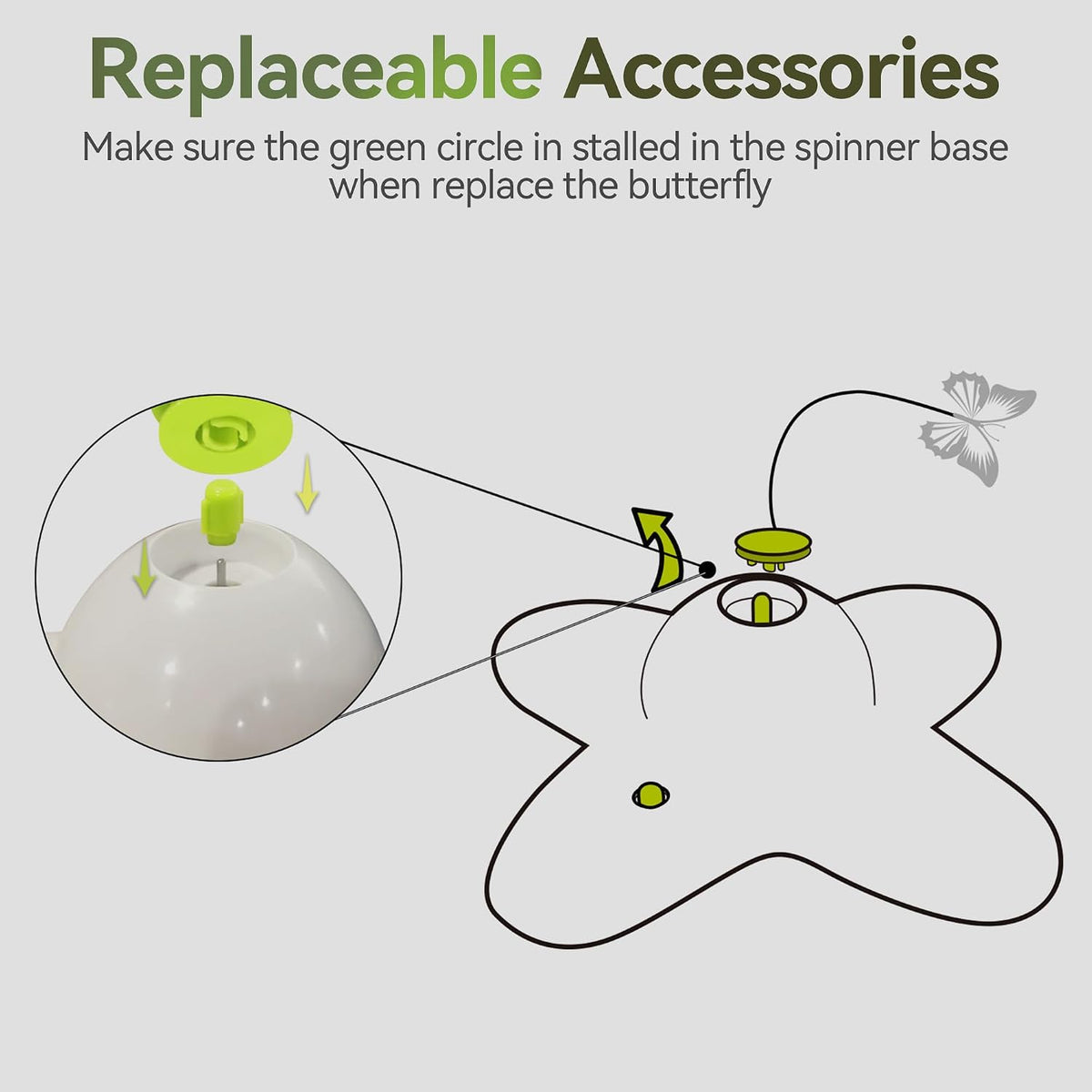 ALL FOR PAWS 6-Pack Butterfly Refills for Interactive Cat Toy, Replacement Butterflies for Automatic Cat Spinner Toy, Durable Self-Play Butterfly Flutter Accessories for Indoor Cats & Kittens