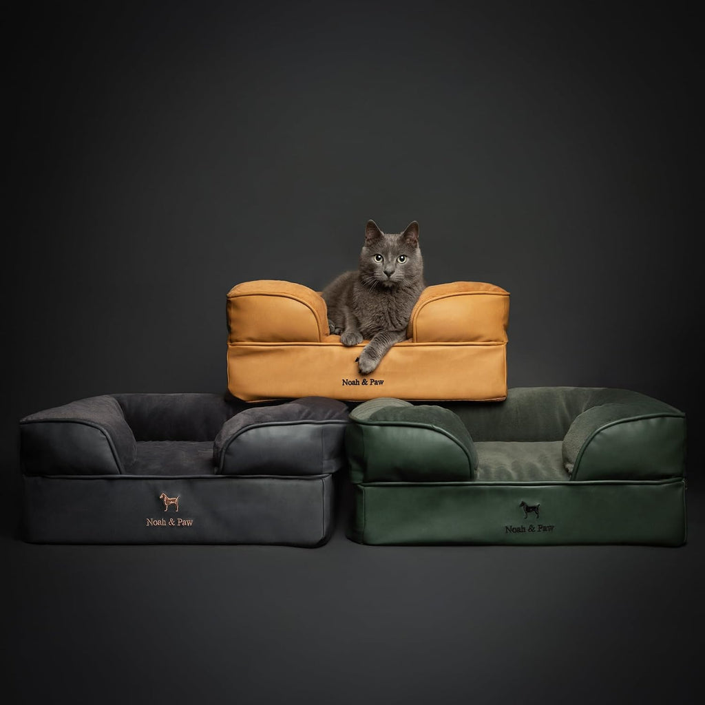 NOAH & PAW Cat Bed, XS Dog Bed, Orthopedic Memory Foam (2X Base) 20x15x8 in