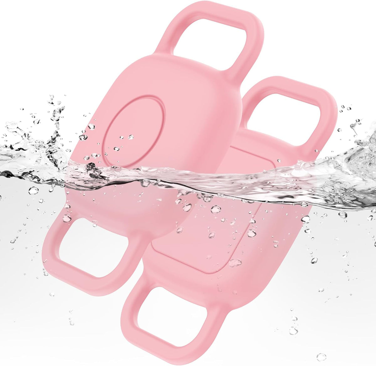 DDJ Waterproof Dog Collar Holder for Life360 Tile Mate Tracker, 2-Pack Durable Silicone Cover, Anti Lost for Life 360 Tile Tracker Case for Cat & Pet Collars, Easy Installation, Lightweight, Pink