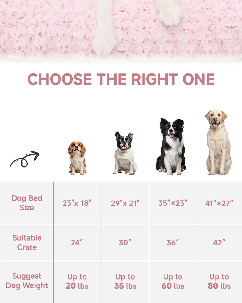 KSIIA Washable Dog Bed Medium Size Dog Crate Bed Plush Pet Mat 29"x21" Pink