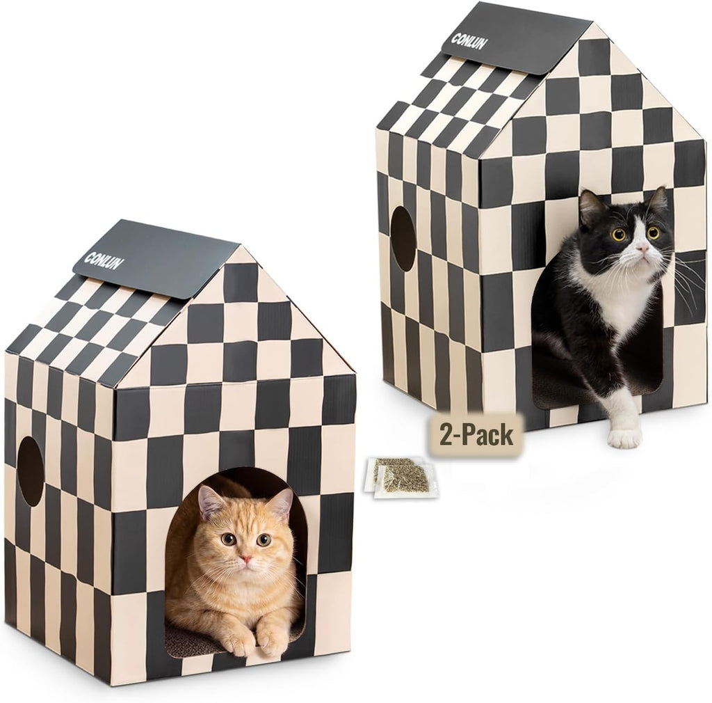 Conlun 2-Pack Cat Scratching Pad House Indoor Cave <13 lbs