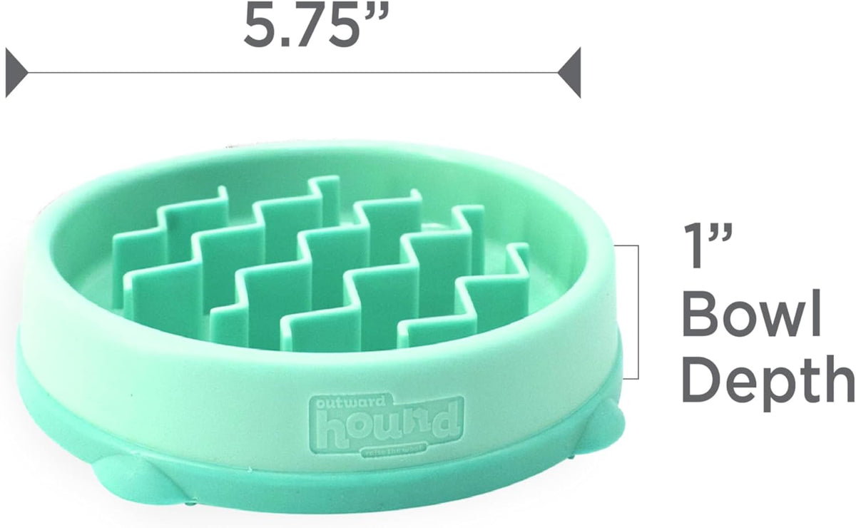 Outward Hound Fun Feeder Slo Bowl – Small 3/4-Cup Capacity, Slow Feeding, Small Dogs, Puppies & Cats, Non-Slip, Mint, Wave Pattern | Slows Fast Eaters, Can Aid Digestion, Holds 3/4 Cup Dry or Wet Food, Non-Slip Base, No BPA, Small Dogs, Puppies & Cats 