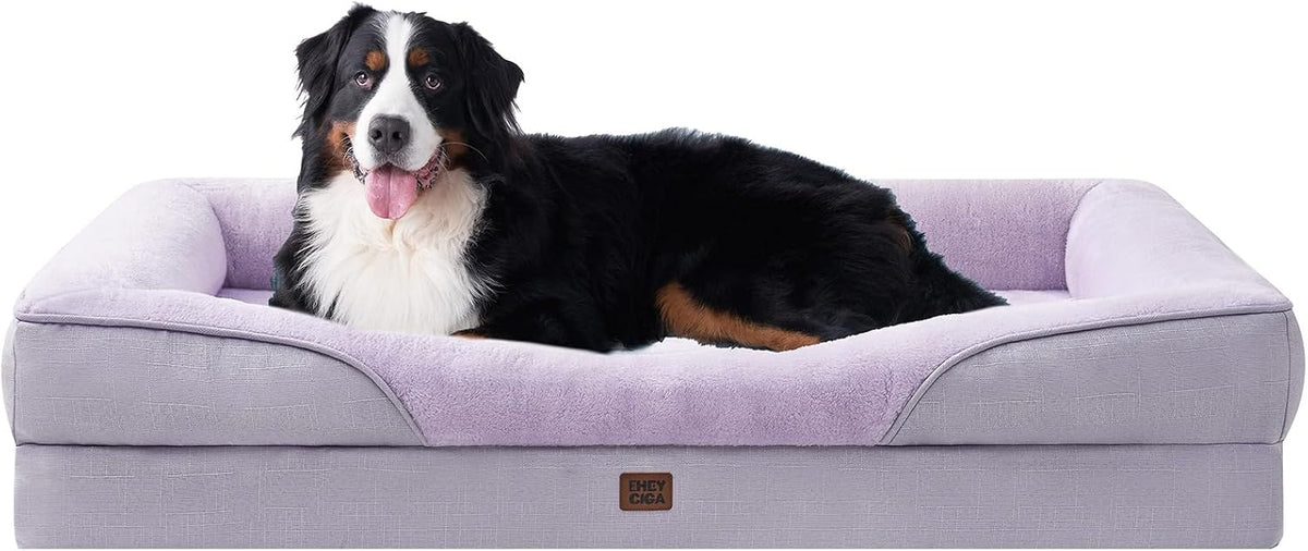 EHEYCIGA Orthopedic XXL Dog Bed for Large Dog, Memory Foam Dog Couch,Purple