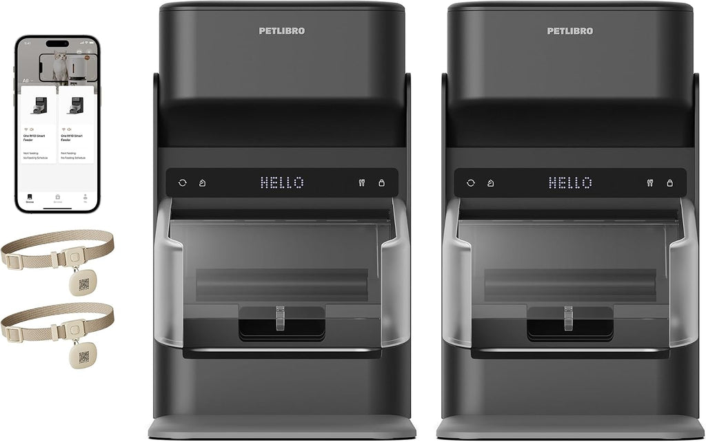 PETLIBRO RFID Cat Feeders for 2 Cats, Collar Sensor for Personalized Meals, Cats Recognition, Diet Tracking and Anti-Stealing for Multi-Pets Homes and Different Diets, Automatic Pet Feeder (Pack of 2)