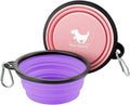 Collapsible Dog Bowls for Travel, 2-Pack Dog Portable Water Bowl for Dogs Cats Pet Foldable Feeding Watering Dish for Traveling Camping with Carabiners, BPA Free (Purple&Pink, Large) | Wear-Resistant TPE, Anti-Dust Foldable Travel Dog & Cat Bowls for C...