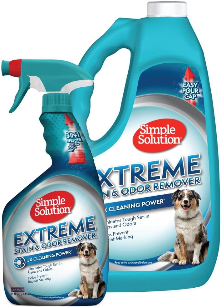 Simple Solution Extreme Stain & Odor Remover, Stain Cleaner, Gallon + 32oz