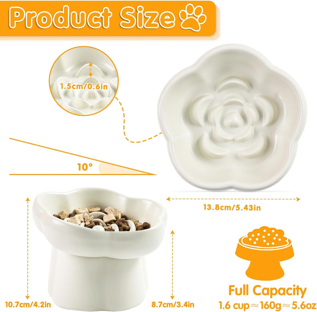 Cat Slow Feeder Bowl Set,1 Pcs Pastel Series Cat Plate for Dry and Wet Food
