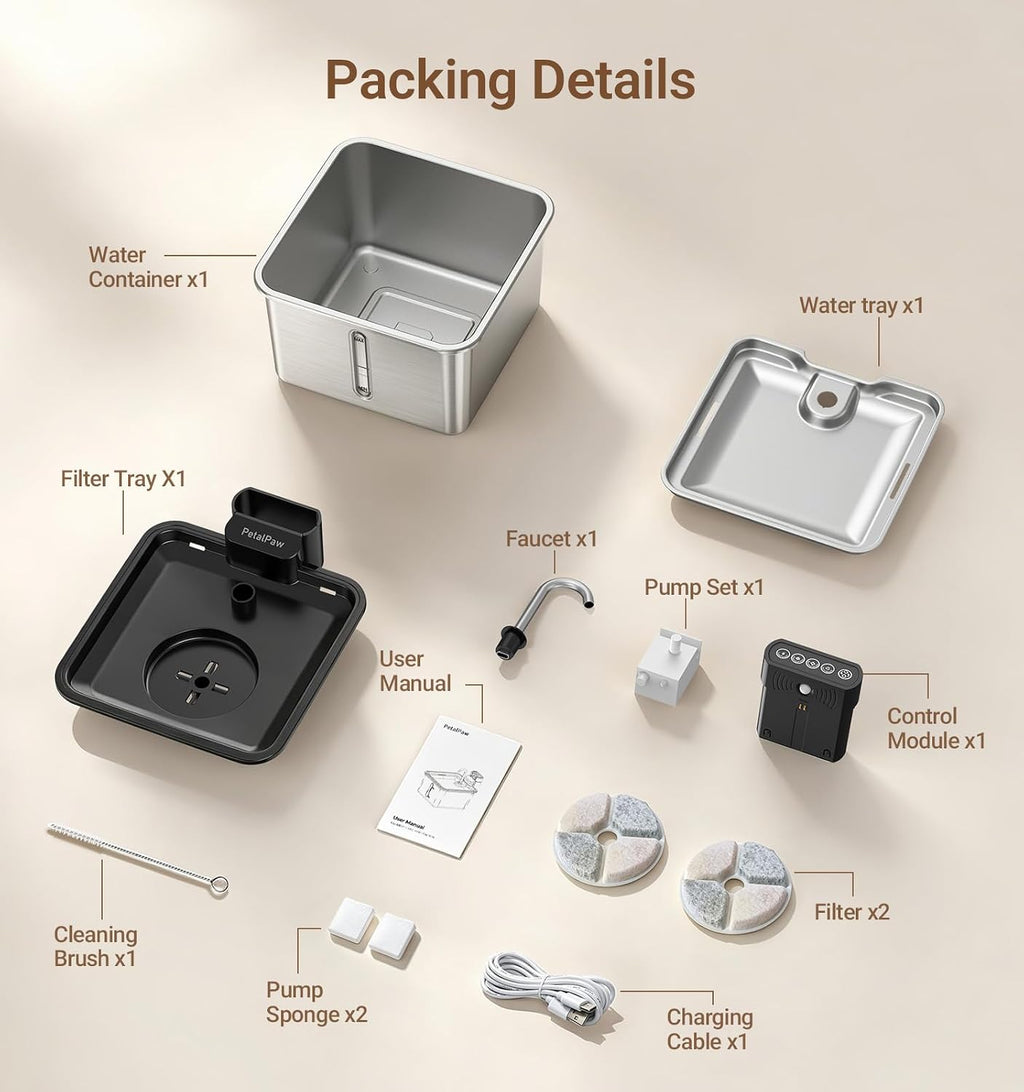 Wireless Cat Water Fountain, Water & Battery Separation, Faucet Design