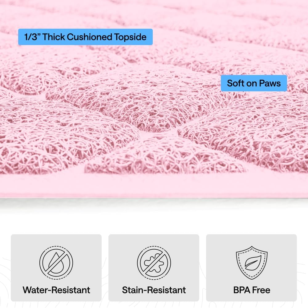 GORILLA GRIP Cat Litter Mat, Coiled Mesh Trapping Mats 47x35 Light Pink