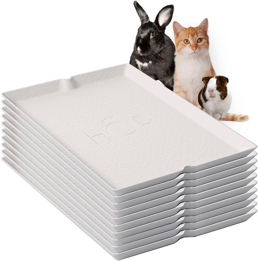 HOP Disposable Litter Box Liner for Rabbits, Cats, Guinea Pigs, Chinchicalls. Travel-Friendly, Large, Biodegradable, Sturdy, Leak Resistant. (10 Pack: Approx. 1 Month Supply)