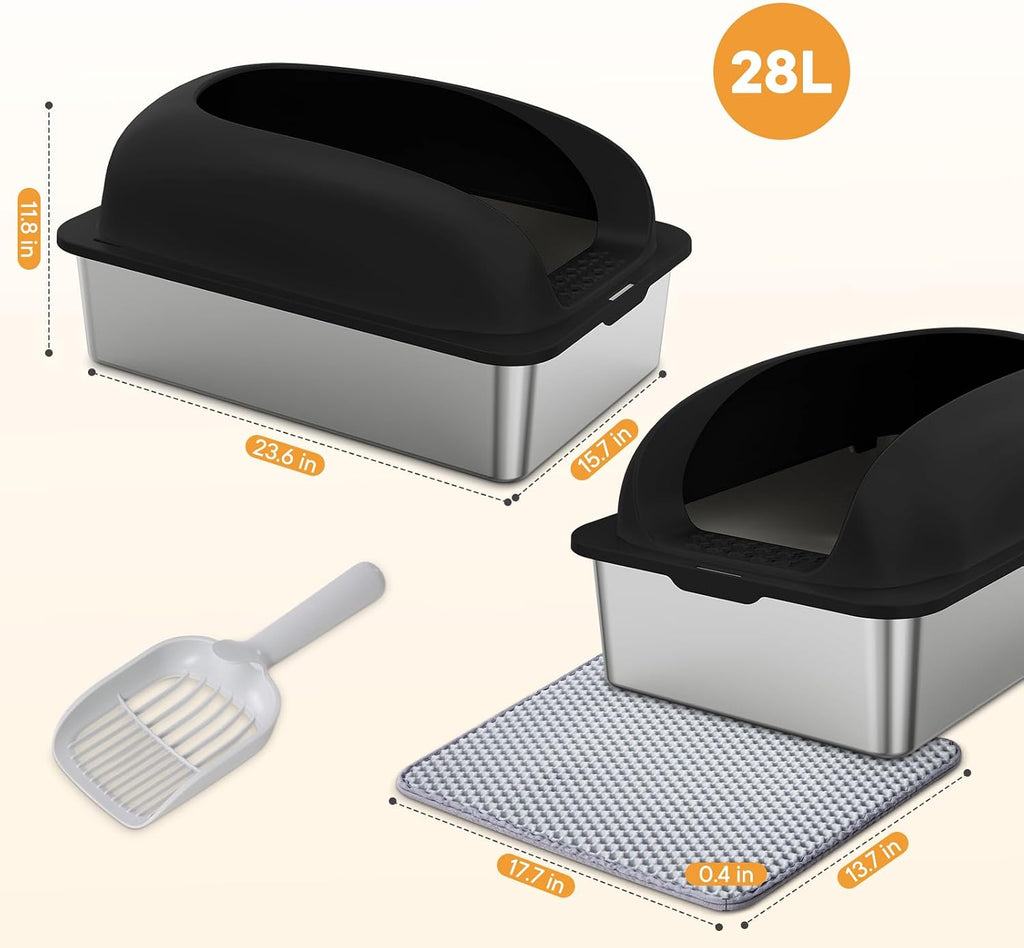 Stainless Steel Cat Litter Box, Large Metal Litter Boxes High Sides