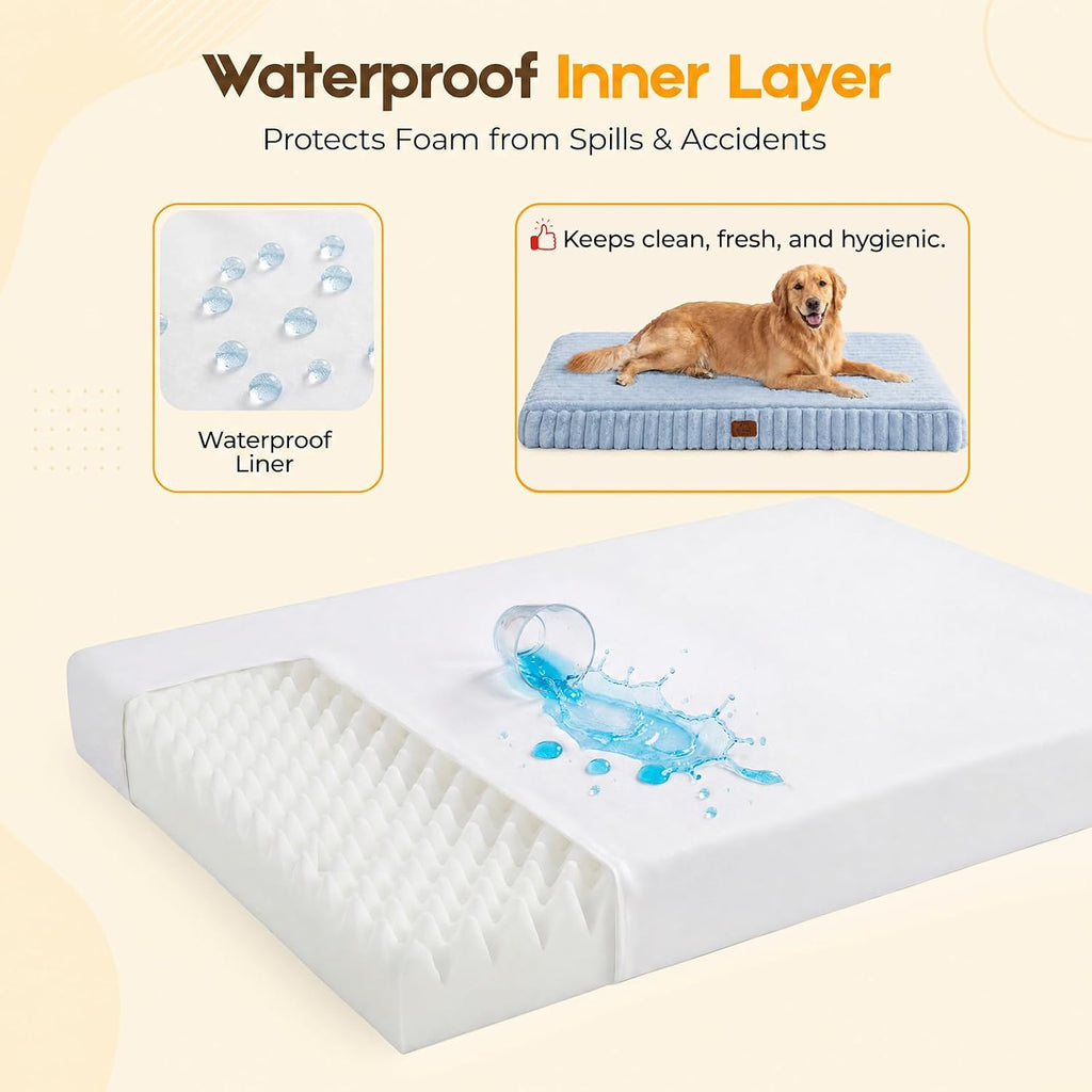 Orthopedic Dog Bed for XXL Dog, Waterproof Washable Pet Bed for Crate