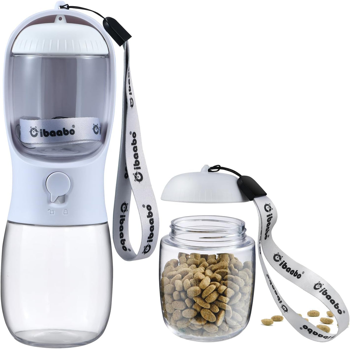 Cibaabo Dog Water Bottle Portable with Food Container & Filter for Travel | Feeding & Hydration | Travel Water Bowl | Portable Pet Dispenser | Dog Gifts | Puppy Essentials | for Hiking Camping Beach
