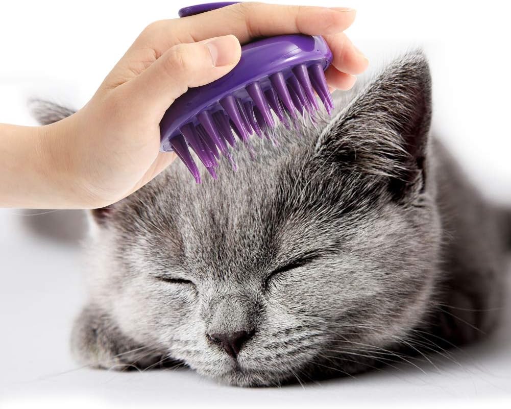 Cat Brush with Soft Rubber Pins, Washable Silicone Pet Brushes for Indoor Cats Kitty - Grooming Shedding Massage & Bath, Removes Hair Mats, Tangles, Loose Fur for Short to Long Haired 