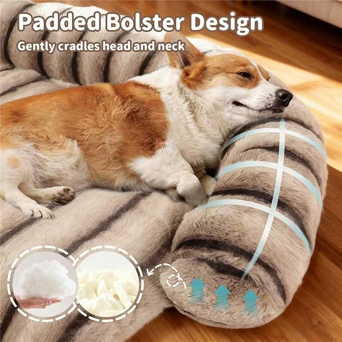 WATANIYA PET Medium Dog Couch Bed, Fluffy Washable Couch Protector for Dogs with Removable Cover, Non-Slip Dog Sofa Bed, 35x31 Inch, Brown
