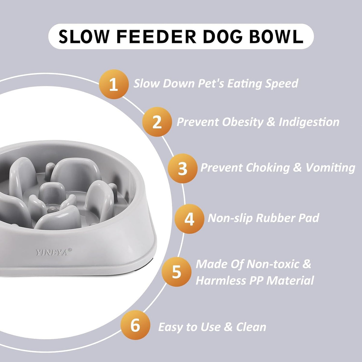 YINEYA 2PCS Slow Feeder Dog Bowls, Pet Supplies that Slow Down Eating, Pet Food Bowls, Maze Dog Puzzle Feeder for Medium Breed