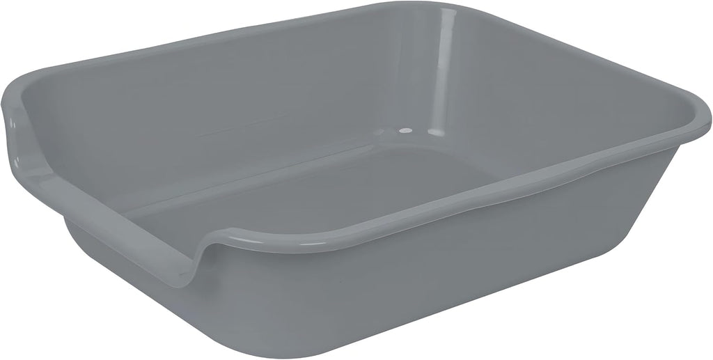 Extra Large Low Entry ABS Cat Litter Box, Grey, 20" L x 15.5" W, 1 Pack | Durable low entry litter box, non-stick, odor-free, ideal for seniors, kittens, rabbits, large cats and multi-pet homes.