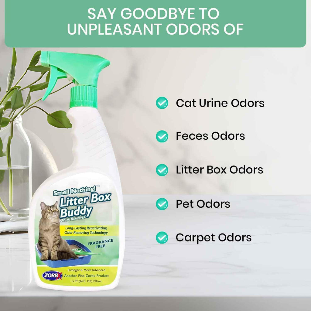ZORBX Unscented Cat Litter Deodorizer Spray 24 Oz, Litter Box Deodorizer