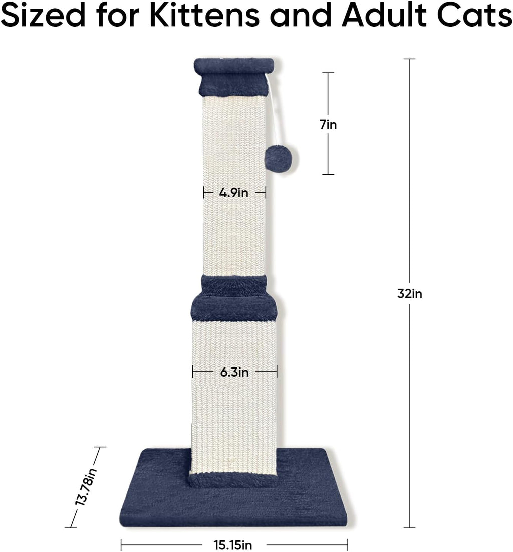 Cat Scratching Post for Indoor Cats, 32Inch Sisal Cat Scratcher