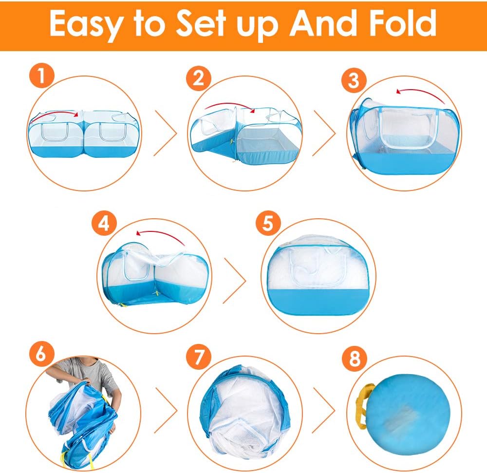 SlowTon Small Animals Playpen, Pop Up Detachable Bottom 73"x36"x25"