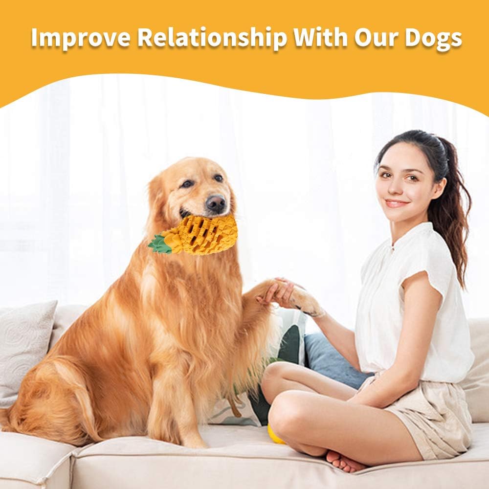 Pineapple Dog Toys for Large Dogs Puppy, Dog Chew Toys for Small Medium Dogs to Keep Them Busy, Interactive Dog Toys Tough Dog Puzzle Toys Treat Dispensing Durable Dog Dental Chew