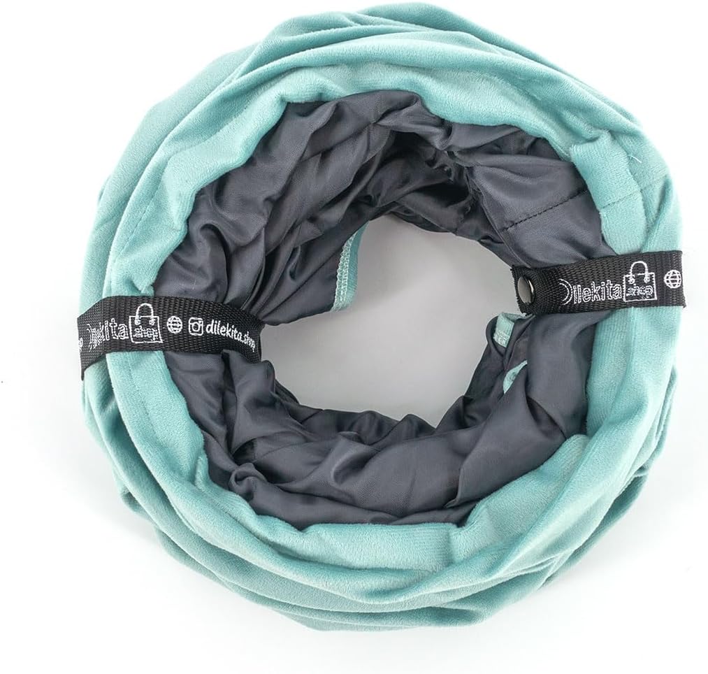 Velvet Fabric - Foldable/Collapsible - 140x25 cm (55.12x9.84 Inches) Cat Tunnel (Baby Blue)