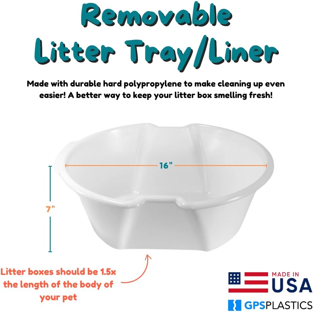 Good Pet Stuff Original Hidden Litter Box Planter, Decorative Cat Litter Enclosure, Carbon Filter, Faux Plant, Round Design, Easy Clean Litter Tray, Essentials Kit, Broad Leaf Plant, Pebble Gray