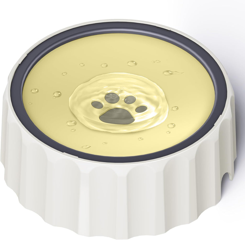 Dog Small Animals Water Bowl No Spill 70oz/2L Large Capacity Dispenser Non Slip No Splash Small Animals Bowl Pet Slow Feeder No Drip Dog Water Bowl on Vehicle for Dogs and Cats - Beige
