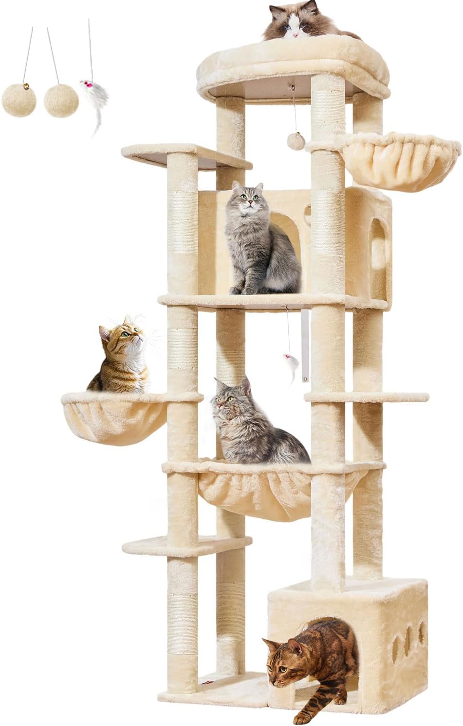 Taoqimiao 72 in Cat Tree, XXL Cat Tower for Indoor Cats Large Adult 25Lbs+