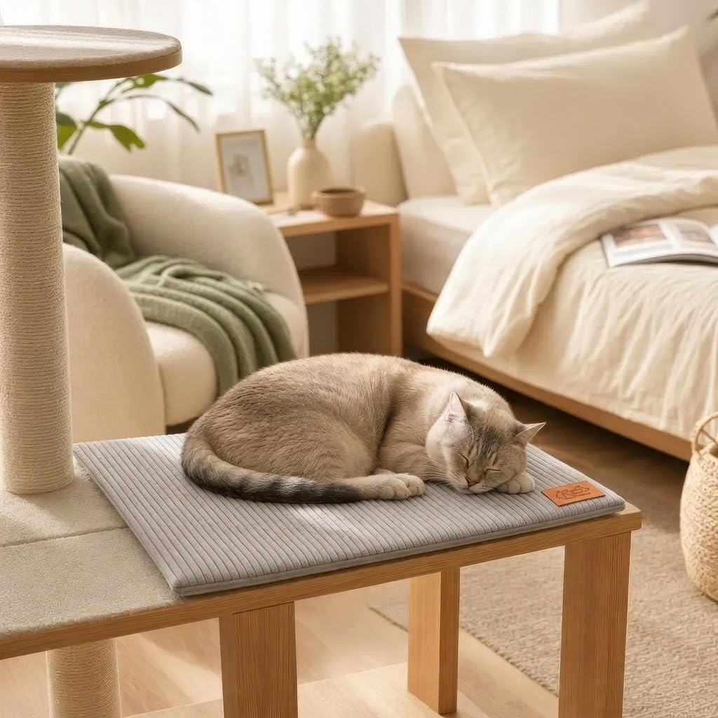 Nona Pelona Cat Heating Pad, Self Warming Pet Mat for Cats and Small Dogs, Self Heating Cat Bed No Electricity, Washable Cover Non Slip Base Indoor 24 x 18 Inch