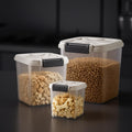 LivLab Mker 20 lb Stackable Pet Food Storage Containers, 3 Pack | Three stackable airtight bins hold 4, 6, and 10 lb for 20 lb total; includes 3 measuring cups and clear BPA-free bodies.