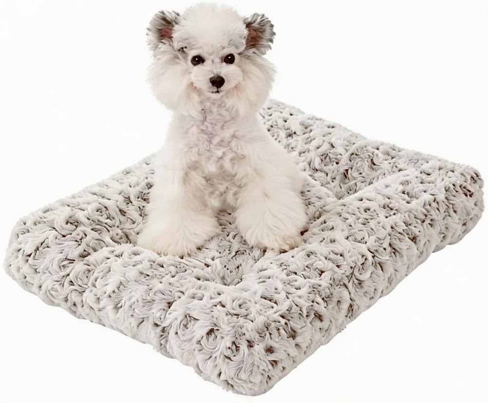 Small Dog Crate Bed Mat, Washable Plush Pad for Puppies & Cats