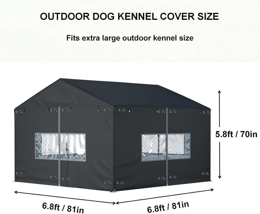 Outdoor Dog Kennel Cover 6.7x6.7x5.8 ft - Full Coverage (Only Covers)