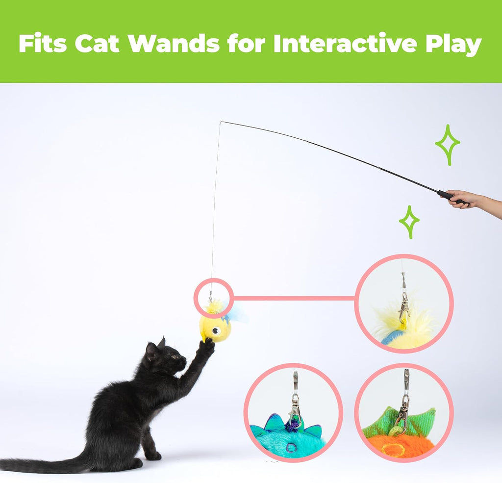 Best Pet Supplies Catify Interactive Cat Toy with Catnip - Fluffy Fish Set