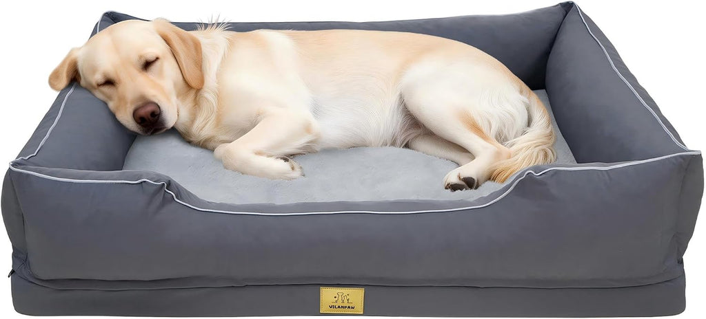 XXL Bolster Dog Bed: Washable Sofa Pet-Bed with Removable Cover